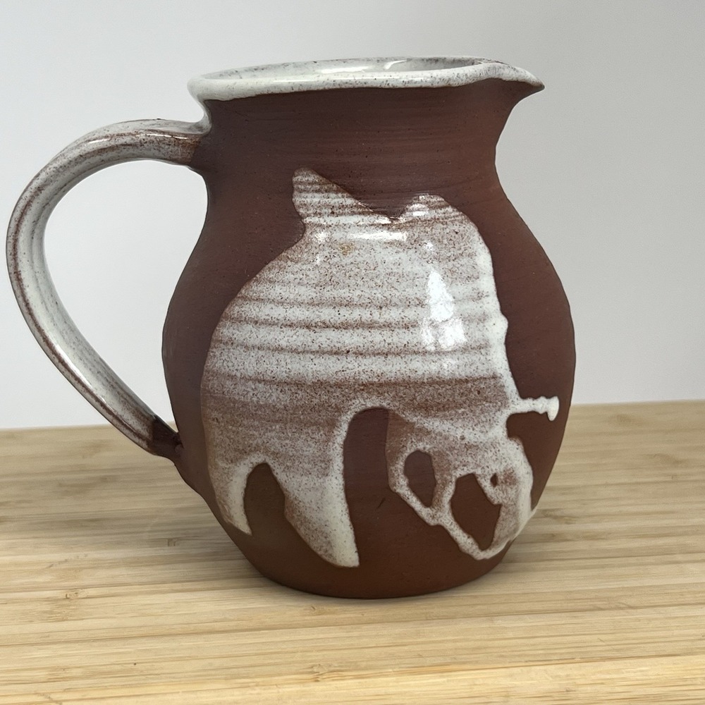 Handmade‎ Pottery Pitcher by Yvonne McEnnis Corofin Ireland Signed Red Ware